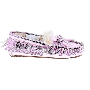 5/$50⭐️ Crewcuts Pink Metallic Moccasin Slipper Shearling Size 6.5 / 7 unworn
